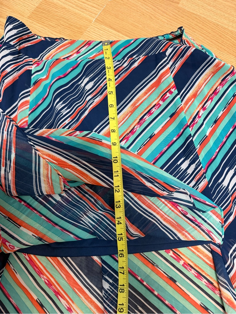 Maurices XL Navy Coral Mint Striped Layered Maxi Skirt Sheer Overlay - Picture 6 of 8